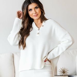 Pink Lily Heartache Song Ivory Henley Sweater Size XS